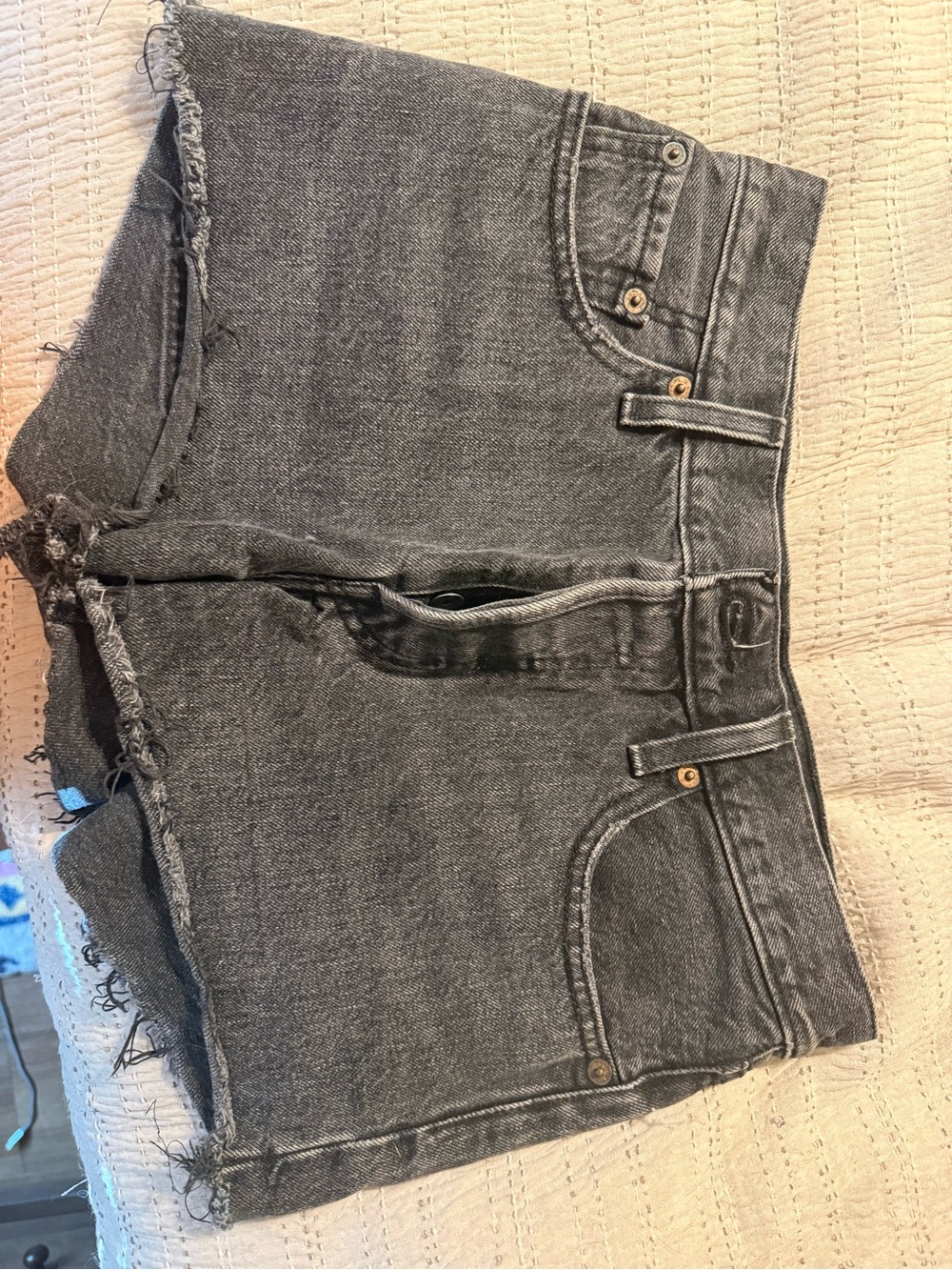 Levi's Black Gray Washed Denim Cutoff Shorts